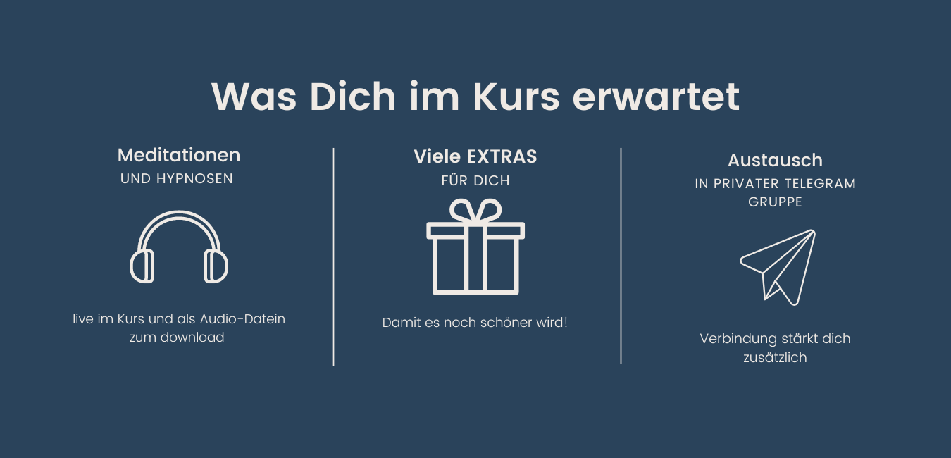 was dich erwartet, Meditationen live und als Audios, Geschenke und Telegram-Gruppe
